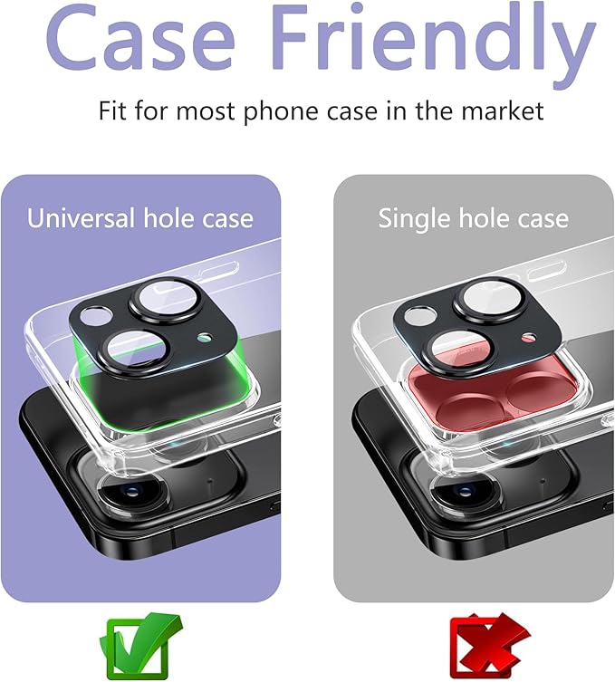 2 Pack Camera Lens Protector for iPhone 14 / iPhone 14 Plus,[Not Easy to Breakn ] AR Tempered Glass Strong Adsorption Metal Camera Cover Screen- silvery