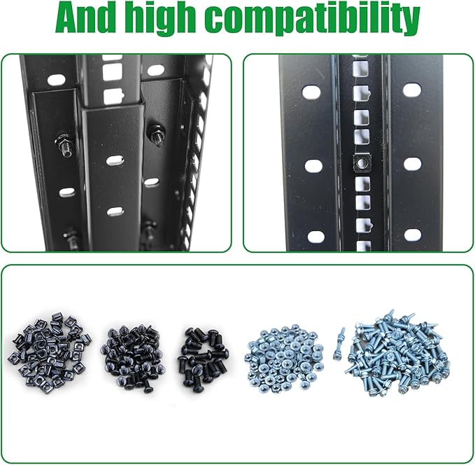 15U Server Rack/4-Post 19in Network Rack/Open Frame Rack with Wheels, Heavy-Duty Frame Cabinet/Adjustable Depth 29.75-27.75in GLOBALRACK(4POST-1000-15U)