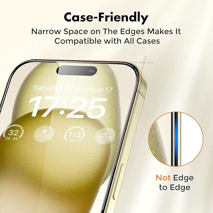 UNBREAKcable 2-Pack Screen Protector for iPhone 16 / iPhone 15, Double Shatterproof Tempered Glass [Easy Installation] [9H Hardness] [99.99% HD Clear] [Case Friendly] for iPhone 6.1 inch