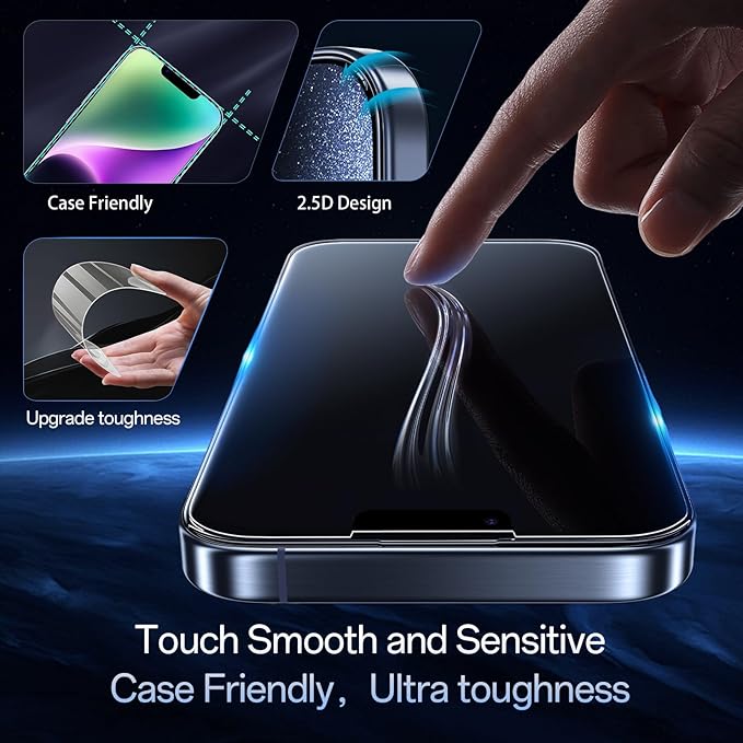 Screen Protector for iPhone 16e/14/13/13Pro [6.1 Inch], Colorless Anti-Blue Light Tempered Glass Films, Eye Protection,9H Hardness, No Bubbles, Case Friendly Easy Installation Kit, 2 Pack