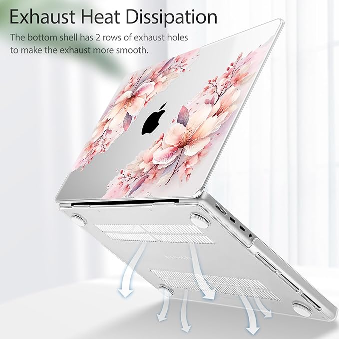 Tuiklol for M4 MacBook Pro 14 Inch Case 2024-2021 Release A3112 A3401 A3185/M3 A2918 A2992/M2 A2779/M1 A2442 Pro/Max Chip,Hard Shell Case with Screen Protector for Touch ID,Big Floral