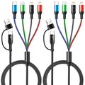 5 in 1 Multi Charging Cable 3.5A, Multi Fast Charging Cord USB A/C to Type C/Micro USB/Lightning Universal Braided Charger Cable,Multi Charger for Cell Phones,iPhone,Galaxy (2, Black, 4Feet)