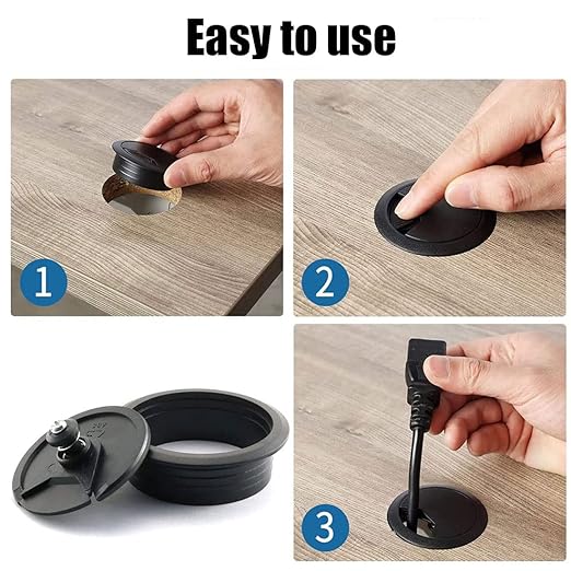 TuTuYa 6PCS Desk Grommet, 3-1/6inch (80mm) White Desk Cable Hole Covers, Ideal for Office and Home Table Cable