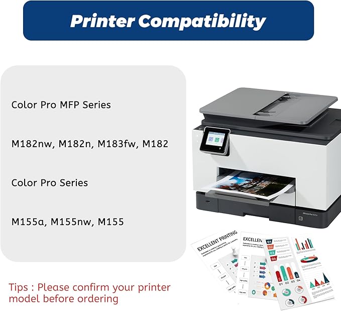 215A Toner Cartridge,with CHIP Replacement for HP 215A for HP Color Laseret Pro MFP M182nw M183fw M182 M183 M155 Printer,Black Cyan Yellow Magenta 4 Pack