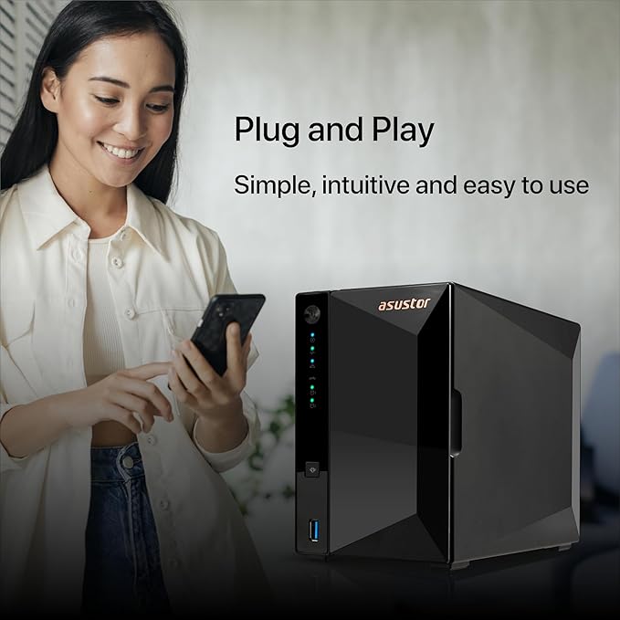 Asustor Drivestor 2 Pro Gen2 AS3302T v2, 2 Bay NAS, 1.7GHz Quad-Core, 2.5GbE Port, 2GB RAM DDR4, Small Home Media Server, Network Attached Storage Device (Diskless)