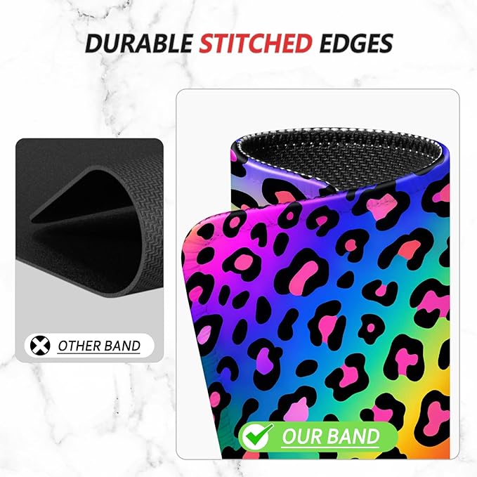 ITNRSIIET Mouse Pad Non-Slip Rubber Base Smooth Surface Stitched Edges Waterproof Durable Compatible with All Mice for Office & Gaming, Desk Accessory, 10.2x8.3x0.12 inch, RainbowLeopard