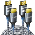 ARISKEEN 8K HDMI Cable 8FT 2-Pack, 48Gbps High Speed HDMI 2.1 Cable, 8K 60Hz, 4K 120Hz 144Hz Support for HDR 10, HDCP 2.2 2.3, eARC, DTS:X, Braided HDMI Cord Compatible with Laptop/HDTV - 8 Feet