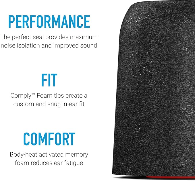 Comply P-Series | Memory Foam Replacement Ear Tips Designed for Etymotic, NuForce, ISOtunes PRO, Q-Jays, & More | Superior Noise Isolation, Ultimate Comfort, Secure Fit | Black, Medium (3 Pairs)