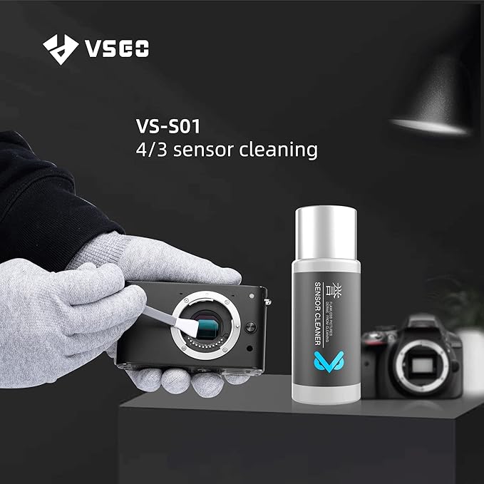 VSGO 4/3 Sensor Cleaning Kit for Mirrorless MILC and ILDC Cameras, 6pcs Micro Four Thirds CMOS Cleaner Swabs (12mm) and 10ml Cleaner Included (VS-S01E)