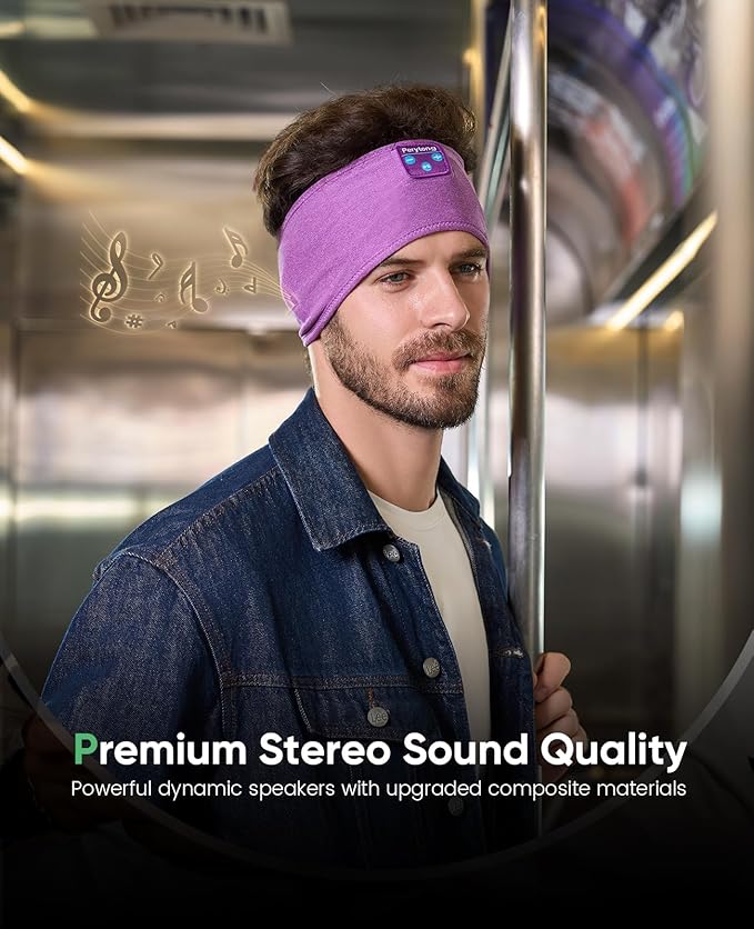 Perytong Sleep Headphones Bluetooth Headband, Sports Wireless Earphones Sleeping Earbuds with Ultra-Thin HD Stereo Speaker Headphones for Sleeping Workout Running Cool Gadgets Unique Gifts