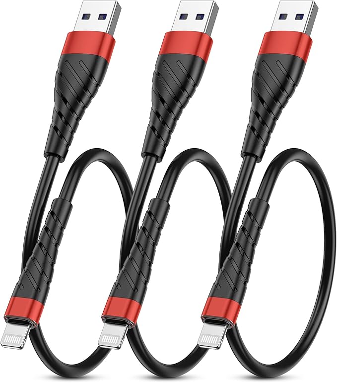 Compatible with Apple MFi Certified Short for iPhone Charger Cable 3 Pack 1Ft, 12 inch Lightning Charging Cord, Fast 2.4A for iPhone Data Cord Compatible with iPhone12/11/XS/Max/XR/X/8/8P/7P/6/iPad
