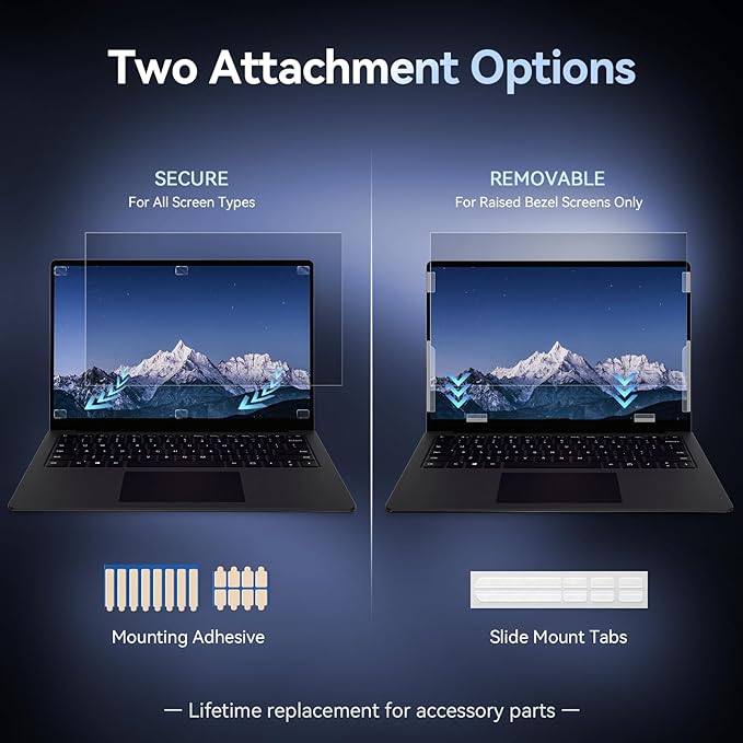 Laptop Privacy Screen 14 Inch Compatible With Lenovo Hp Dell Acer Asus Thinkpad Envy Xps, 16:9 Aspect Removable Anti Glare Blue Light Filter Protector, 14inch Computer Monitor Privacy Shield