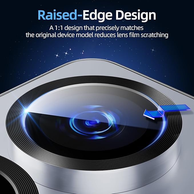X-it Camera Lens Protector for Samsung S25, 9H Tempered Glass, Independent Metal Aluminum Edge Original Protection Design, Suitable for Phone Case, Anti-scratch, Anti-reflective,Blue