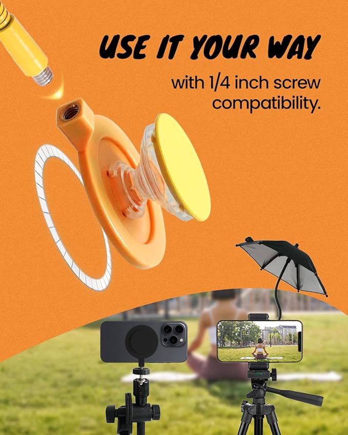 3 in 1 Magnetic Umbrella Sunshade Collapsible Expandable Phone Grip & Stand - Elegant Magsafe Compatible Phone Holder for Secure Grip and Hands-Free Viewing (Sky Blue)
