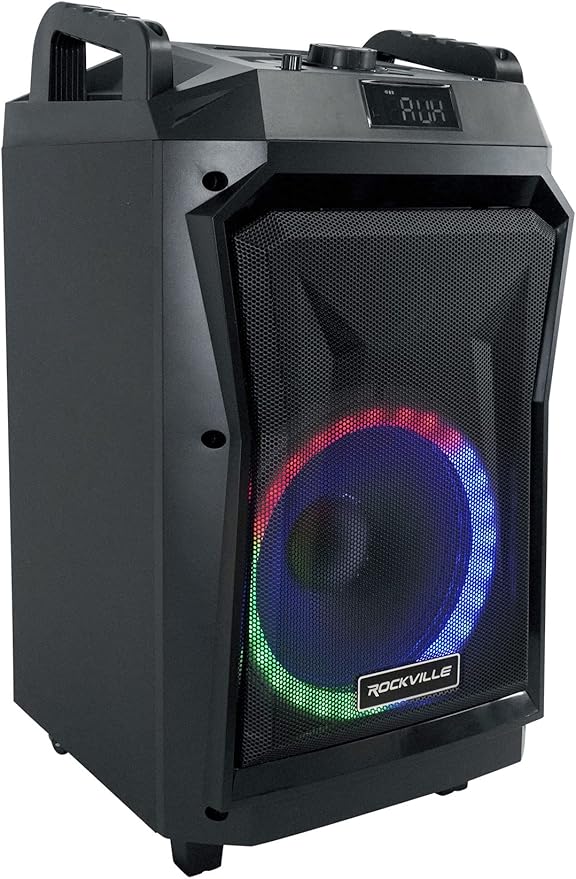 Rockville ROCKNGO 800 10" Portable Bluetooth Speaker, LED Lights, Wheels, Mic Priority, for Parties and Outdoor Events