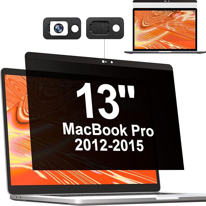 Mamol Magnetic Privacy Screen MacBook Pro 13 Inch (2012-2015), Removable Anti Blue Light Glare Filter Laptop Privacy Screen Protector with Camera Cover for Apple Mac 13'' Model (A1278,A1425, A1502)