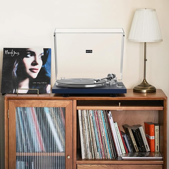 Turntables Belt-Drive Record Player with Wireless Output Connectivity Vinyl Player 33&45 RPM Speed Phono Line Output USB Digital to PC Recording ATN3600L MM Cartridge&Counterweight Dark Blue