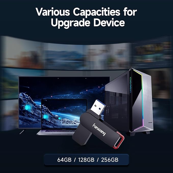 2 Pack 64GB USB Flash Drive, Metal Thumb Drives, USB 3.2 Up to 200MB/s Type A Memory Stick for Storage and Backup, F309