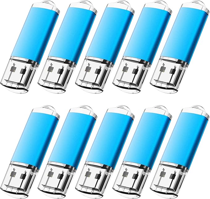 KOOTION Flash Drive 32GB 10 Pack USB 2.0 Thumb Drive Capped Memory Stick Jump Drive, Blue