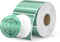 MUNBYN 2 Inch (50.8x50.8mm) Green Transparent Thermal Labels, Round Fine Glitter Printable Thermal Stickers for Small Businesses, 500 Labels/1 Roll