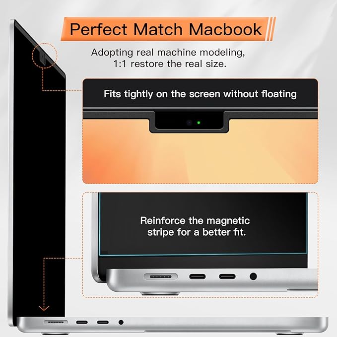 Privacy Screen for MacBook Air 15 Inch 2023-2025 (M2 M3 M4 Chip), Magnetic Removable Anti Glare Blue Light Filter Protector