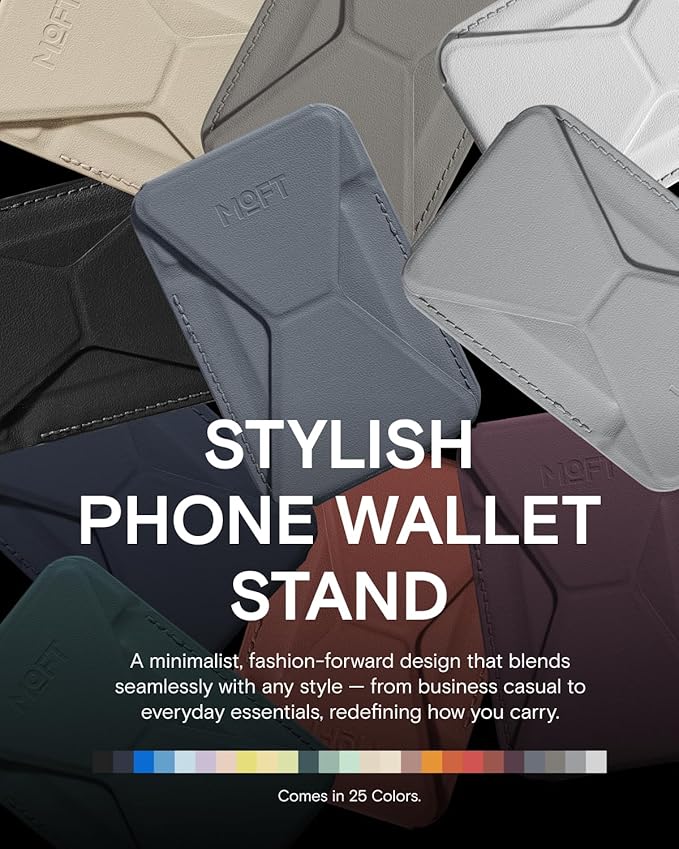MOFT Magnetic Wallet Stand Compatible with iPhone 16/15/14/13/12 Series, Angle Adjustment MOVAS Phone Stand, Cool Grey