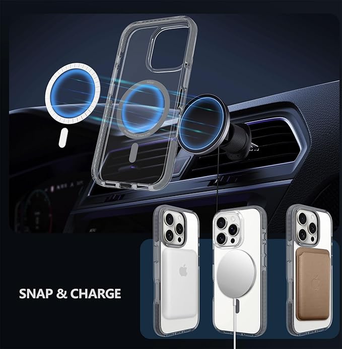 BELTRON Belt Case for iPhone 16 Pro, Slim Protective Transparent Case & Rotating Belt Clip Holster Combo (Compatible with MagSafe)