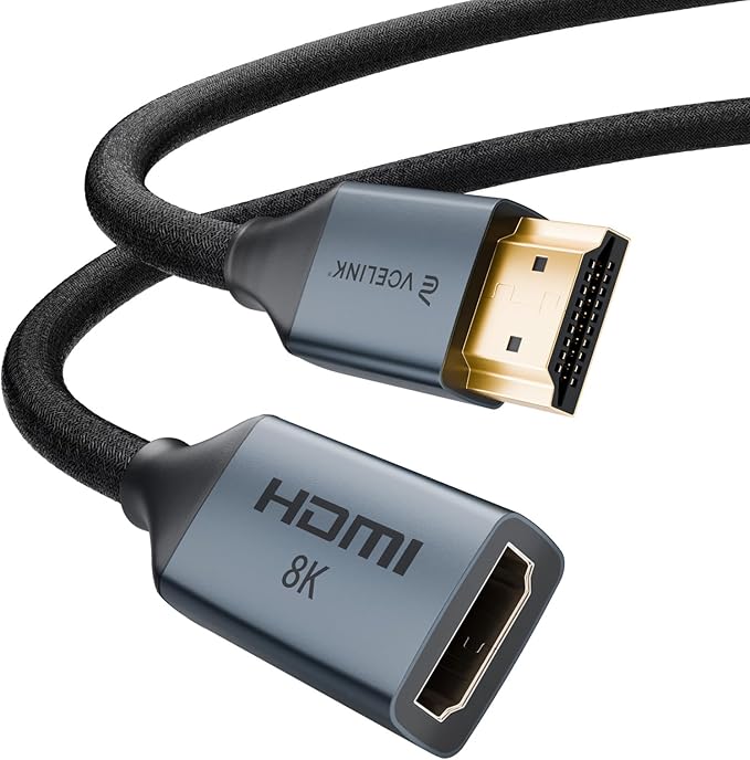 VCELINK 8K Short HDMI Extender Cable 0.6 FT Ideal for Tight Spaces, HDMI Extension Male to Female Adapter, Compatible with Roku TV Stick, HDTV, Game Console, Laptop (1 Pack, 2 FT)