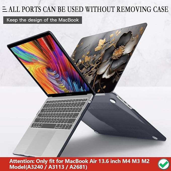CISSOOK Compatible with MacBook Air 13.6 inch 2025 2024 2023 2022 Release M4 A3240 M3 A3113 A2681 M2, Floral Hard Shell Case Keyboard Skin Cover Screen Protector - Abstract Oil Painting