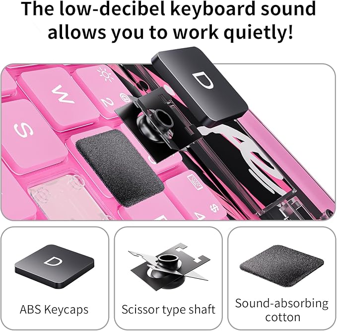 iPad Keyboard Case for 2024 M4 iPad Pro 13 inch, Magic Wireless Keyboard with Trackpad 7 Color Backlit, 360° Rotating Stand Transparent Protective Cover with Pencil Holder (Pink)