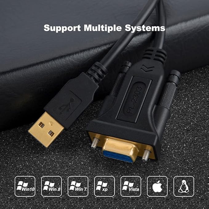CableCreation [2-Pack] USB to RS232 Adapter with PL2303 Chip 6.6 FT, USB 2.0 to RS232 Female DB9 Serial Converter Cable for Cashier Register, Modem, Scanner, Digital Cameras, CNC, 2M Black