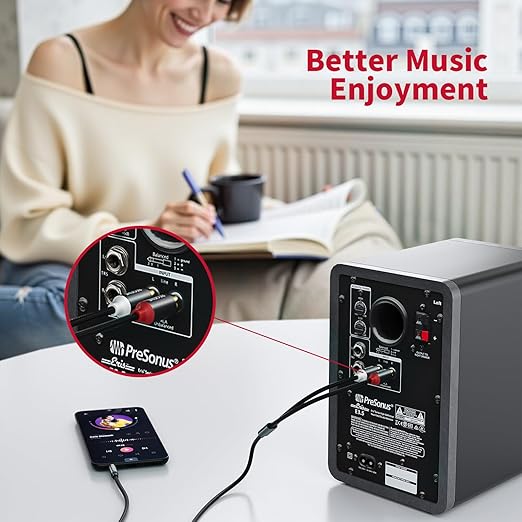 3.5mm to RCA Cable (6.6 Feet/2M),3.5 mm 1/8 to RCA 2-Male Headphone Jack Adapter HiFi Sound Splitter Auxiliary Cord for Smartphone,MP3 Players,Laptops,Tablet,Speaker