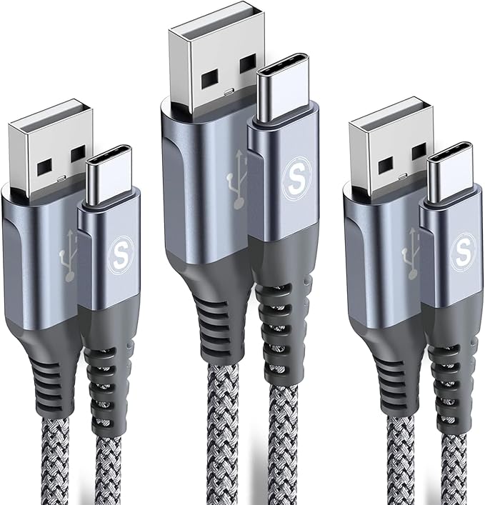 sweguard USB Type C Charger Cable [3-Pack,6.6ft+6.6ft+3.3ft] iPhone 16 Charger Nylon Braided Cord for iPhone 16 15 Pro Max Plus Samsung Galaxy S24 S23 S22 S21 S20 S10 Note 20 10 A54 Pixel LG Moto PS5