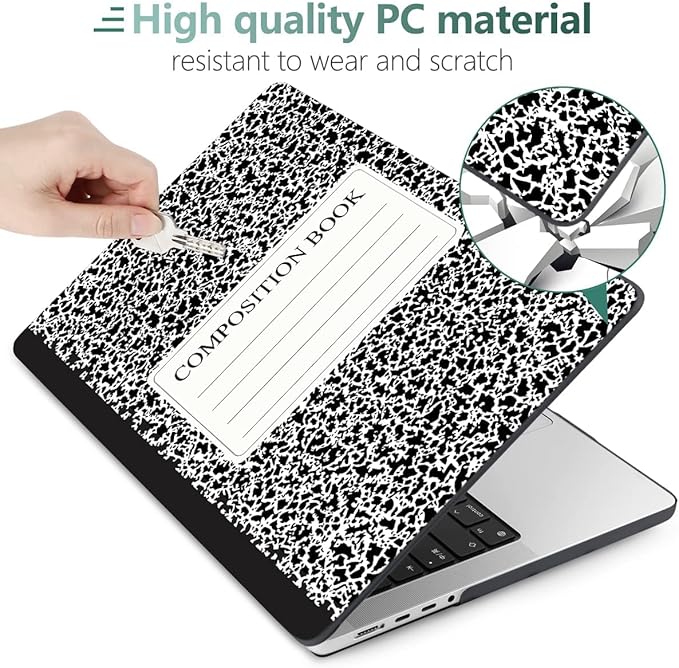 DONGKE for M4 MacBook Pro 16 Inch Case 2024 2023 2021 A3403 A3186 M3 A2991 M2 A2780 M1 A2485 Pro/Max Chip, Plastic Hard Shell Case & Keyboard Cover for Mac Pro 16 with Touch ID, Composition Book