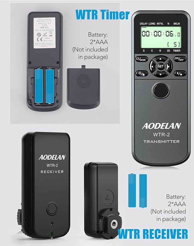 Camera Wireless Interval Shutter Remote Timer Release Compatible with Df Z7 Z7II Z6 Z6II Z5 D750 D780 D5300 D3100 D5600 COOLPIX P1000 P950; Replaces Nikon MC-DC2
