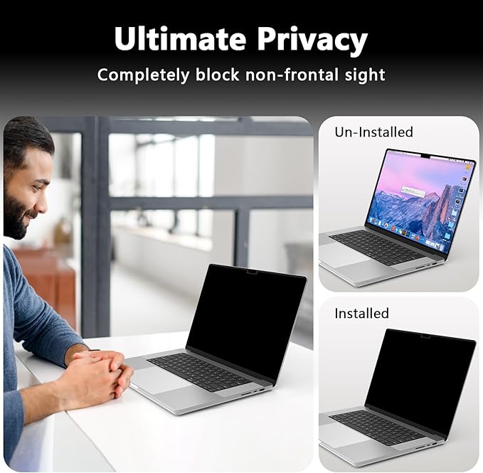 360° Magnetic Privacy Screen for MacBook Air 13.6 Inch (2022-2025, M2/M3/M4), Removable Screen Protector with Webcam Cover to Anti Glare Blue Light 13.6 Inch Privacy Screen Shield