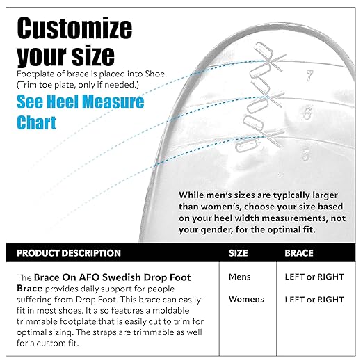 BraceOn AFO Swedish Drop Foot Stabilizer for Walking and Exercise, Drop Foot Braces for Men, AFO Brace & Foot Drop Braces, Foot Boot for Injured Foot, Men, Right