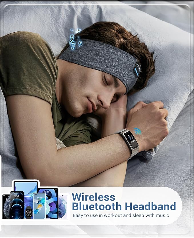 Perytong Sleep Headphones Bluetooth Headband, Sports Wireless Earphones Music Sleeping Earbuds with HD Stereo Speaker for Mom Women Men Teen Running Cool Gadgets Unique Gifts