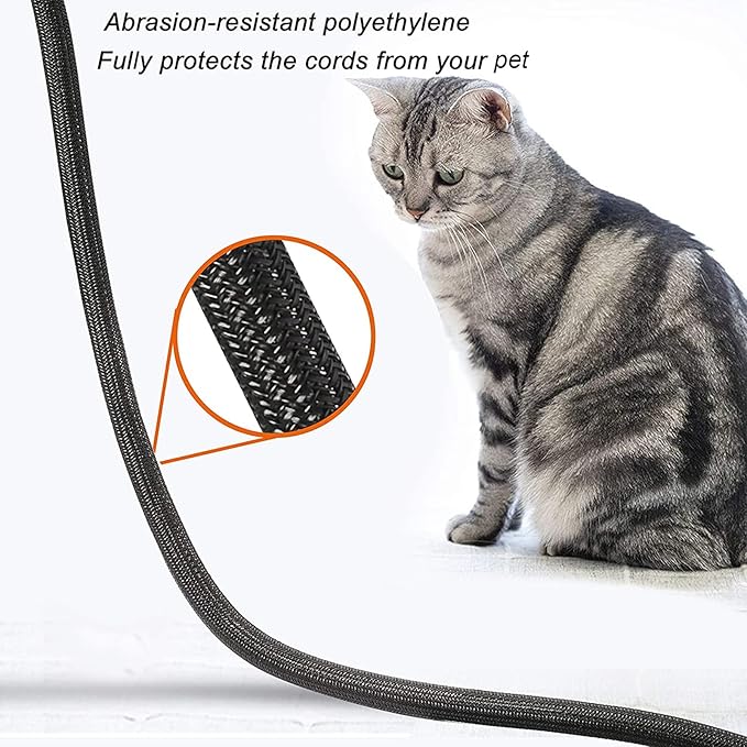 CrocSee 10ft - 1/2 inch Braided Cable Management Sleeve Cord Protector - Self-Wrapping Split Wire Loom for TV/Computer/Home Theater/Engine Bay - Black