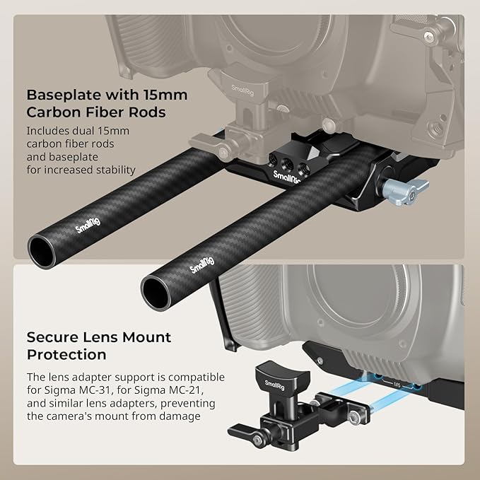 SmallRig Camera Cage Advanced Kit for Blackmagic Design Cinema 6K, Only for BMCC 6K, with Top Handle, Rotating Side Handle, SSD Bracket, Cable Clamp, Lens Mount Adapter, 15mm Rods and Baseplate - 4575
