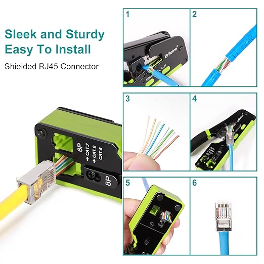 50-Pack Cat 6 Shielded Pass Through RJ45 Connectors + 50Pack RJ45 Strain Relief Boots, 8P8C Modular Ethernet STP Network Cable Plug End for Cat6 Cat5e