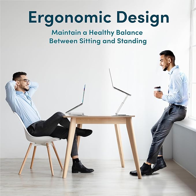 Lifelong 360 Rotating Ergonomic Laptop Stand for Desk, Laptop Riser with Swivel Base, Adjustable Computer Stand for 10-17" MacBook Pro & All Laptops- Portable Standing Desk Converter- Height 16"