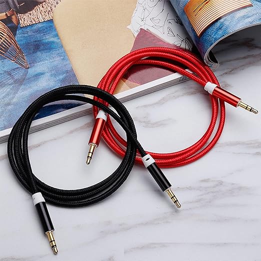 3.5mm Nylon Braided Stereo Audio Cable,(3 Pack) 4.9ft/1.5m Male to Male Aux Cord Audio Cord Compatible iPhones, iPads and Other 3.5mm DC Plug Port Device (Black)