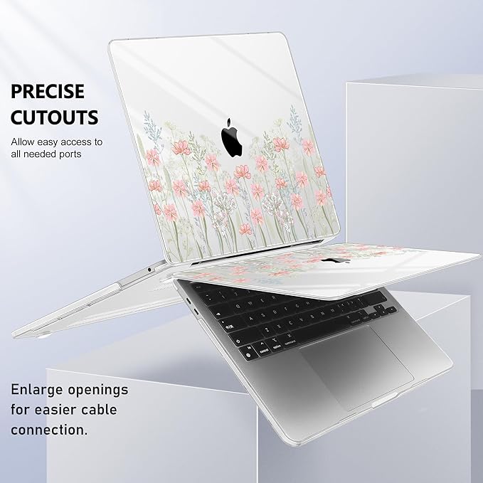 Case for MacBook Pro 13 inch with/Without Touch Bar (2016-2022, M2 A2338 M1 A2289 A2251 A2159 A1989 A1706 A1708), Hard Shell + Keyboard Cover + Dust Plug, Floral C322