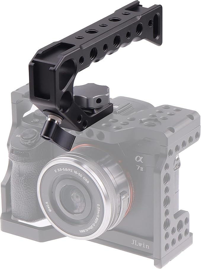 Hersmay A7III Cage with Top Handle, A9 Camera Cage for Sony A7III / A7RIII /A9 /A7II Mirrorless Camera, Multiple 1/4" 3/8" Screw Holes for Vlogging Video Shooting Filmmaking Rig