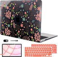 for MacBook Air 13 inch Case 2021 2020 2019 2018 Release M1 A2337 A2179 A1932, Pritned Pattern Plastic Hard Case Cover for MacBook Air 13.3" Retina Display Touch ID, Seamless Flower Black
