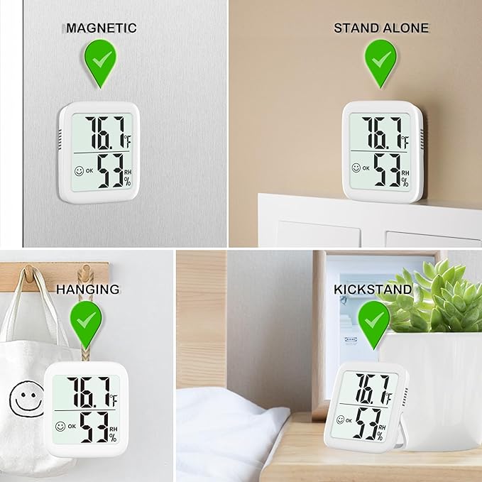 Antonki 2 Pack Room Thermometer for Home, Indoor Hygrometer Humidity Meter Gauge, Digital Temperature and Humidity Sensor Monitor for House, Terrarium, Incubator, Greenhouse - Battery Included