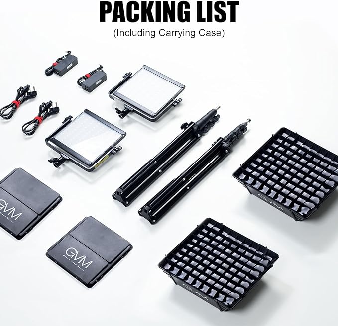 GVM Upgrade 800D RGB Video Light Kits with 2 Softboxes, Studio Lights with Bluetooth Control, 2 Packs Photography Lighting with 18 Lighting Scenes, led Panel Lights for Video Recording