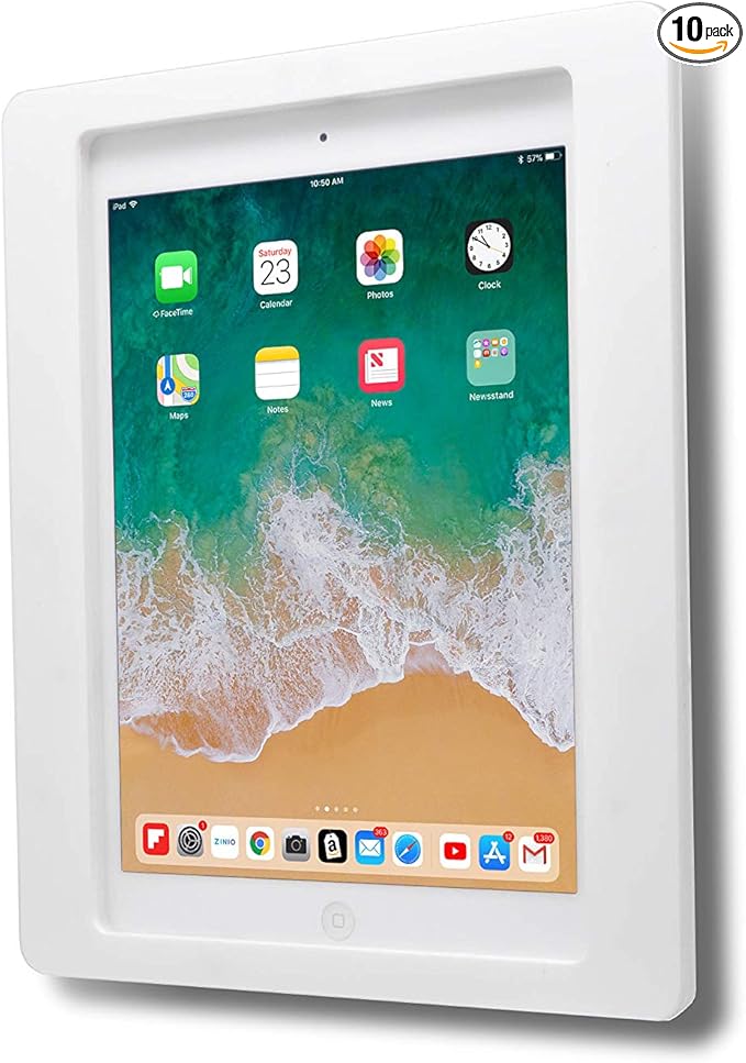 TABcare Anti-Theft Acrylic VESA Enclosure for Apple iPad Mini 4/5 8" with Free Wall Mount Kit & 90-Degree Angle Charge Cable (iPad Mini 4/5 8", White)