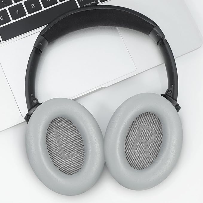Headphones Replacement Ear Pads, Protein Leather earpad Cushions for Bose Quiet Comfort QC35 Headphones, Replacement Earpads, Softer Memory Foam - Gray